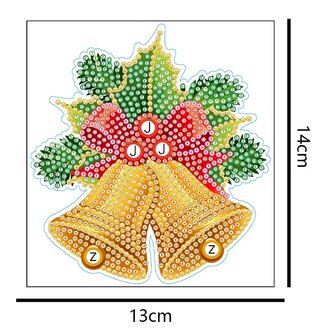 Diamond Painting Autocollant de No&euml;l grand Cloches de No&euml;l 01 (14cm)