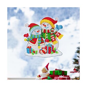 Diamond Painting Kerst sticker groot sneeuwpoppen (13cm)