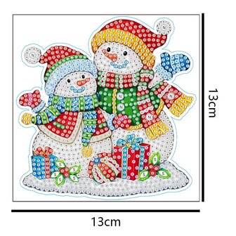 Diamond Painting Kerst sticker groot sneeuwpoppen (13cm)