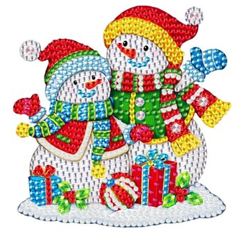 Diamond Painting Kerst sticker groot sneeuwpoppen (13cm)