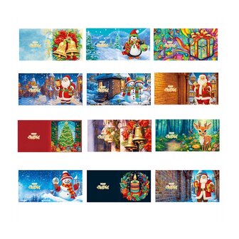 Diamond Painting Cartes de No&euml;l Ensemble 09 (12 pi&egrave;ces)