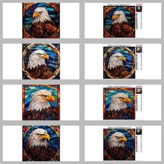 Mod&egrave;les de Diamond Painting Aigle en Vitrail 01 20x20cm (4 pi&egrave;ces)