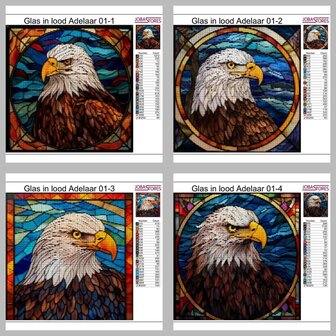 Mod&egrave;les de Diamond Painting Aigle en Vitrail 01 20x20cm (4 pi&egrave;ces)