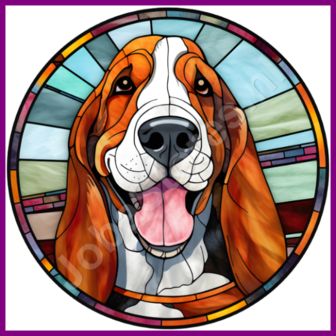 Diamond Painting Glas in lood Hond - Basset Hound