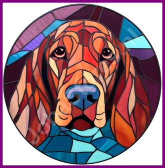 Diamond Painting Glas in lood Hond - Bloedhond