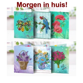 Diamond Painting Set de cartes de voeux Fleurs (6 pi&egrave;ces)