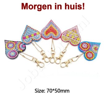 Diamond Painting Sleutelhanger Set Harten (5 stuks)