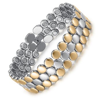 Bracelet femme/homme en acier magn&eacute;tique Lacy (couleur or + argent)