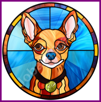 Diamond Painting Glas in lood Hond - Chihuahua