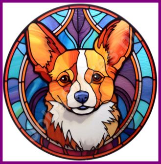 Diamond Painting Glas in lood Hond - Corgi