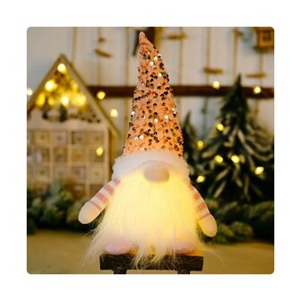 Led Kerst Gnome-Kabouter Roze 30cm