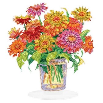 Diamond Painting staand ornament Vaas met bloemen (20cm)