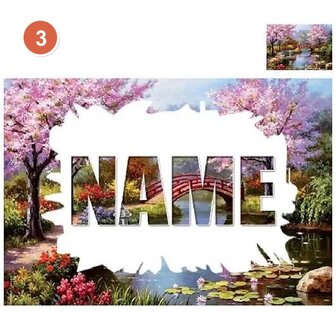 Plaque de nom Diamond Painting avec paysage (Diamond Painting avec son propre nom)