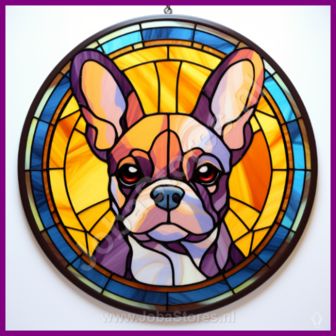 Diamond Painting Glas in lood Hond - Franse Bulldog