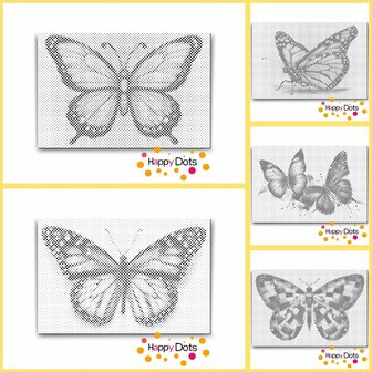HappyDots DOT Painting Kleurboek Vlinders - inclusief 3 stiften - 20 stippelschilderijen
