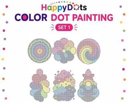 Ensemble de peinture &agrave; points de couleur HappyDots, format A4, abstrait et color&eacute;