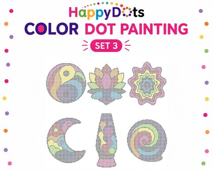 Ensemble de peinture &agrave; points de couleur HappyDots, format A4, abstrait et color&eacute;