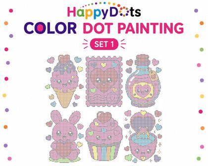 Kit de peinture &agrave; points HappyDots couleur Amour A4