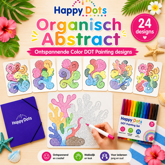 Ensemble de peinture &agrave; points de couleur HappyDots, abstrait organique, format A4