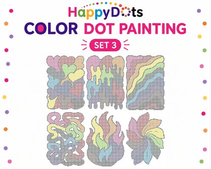 Ensemble de peinture &agrave; points de couleur HappyDots, abstrait organique, format A4