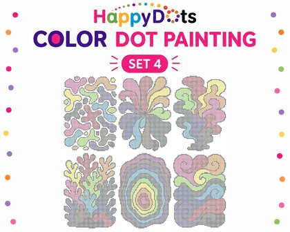Ensemble de peinture &agrave; points de couleur HappyDots, abstrait organique, format A4