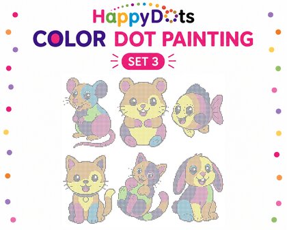 Kit de peinture &agrave; points HappyDots sur le th&egrave;me des animaux (format A4)
