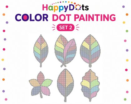 Kit de peinture &agrave; points HappyDots Color DOT Feuilles color&eacute;es A4