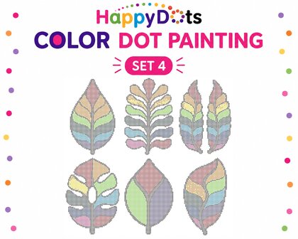 Kit de peinture &agrave; points HappyDots Color DOT Feuilles color&eacute;es A4