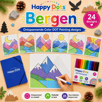 Kit de peinture &agrave; points de couleur HappyDots montagnes A4