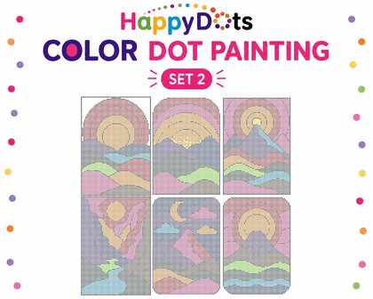 Kit de peinture &agrave; points de couleur HappyDots montagnes A4