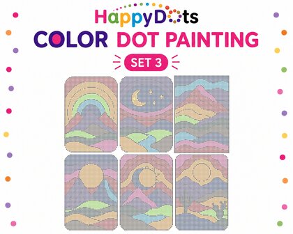 Kit de peinture &agrave; points de couleur HappyDots montagnes A4