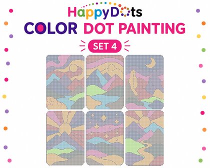 Kit de peinture &agrave; points de couleur HappyDots montagnes A4