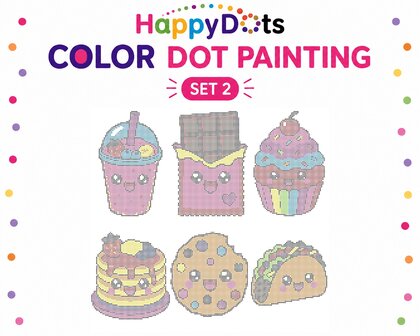 HappyDots Color DOT Ensemble de peinture Kawaii nourriture A4