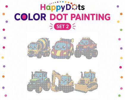 Kit de peinture &agrave; points HappyDots Color DOT V&eacute;hicules A4