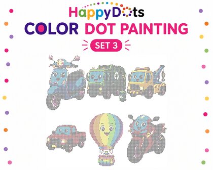 Kit de peinture &agrave; points HappyDots Color DOT V&eacute;hicules A4
