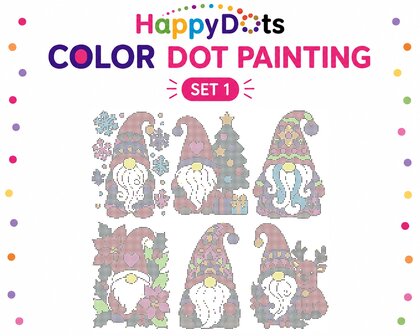 Kit de peinture &agrave; points HappyDots Gnomes de No&euml;l A4