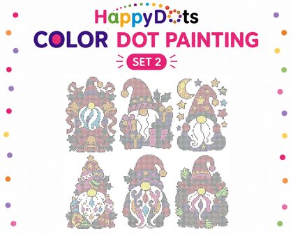 Kit de peinture &agrave; points HappyDots Gnomes de No&euml;l A4
