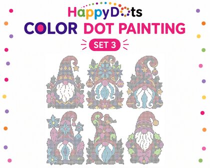 Kit de peinture &agrave; points HappyDots Gnomes de No&euml;l A4