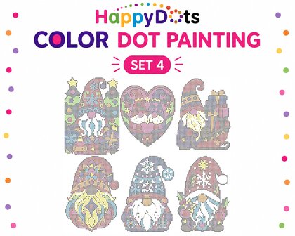 Kit de peinture &agrave; points HappyDots Gnomes de No&euml;l A4