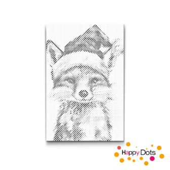 HappyDots DOT Painting Vos met Kerstmuts - Stippelschilderij