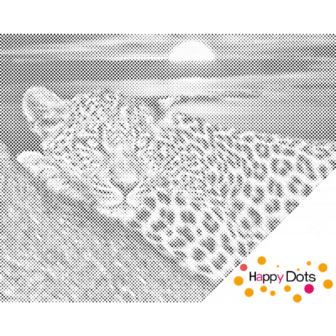 HappyDots DOT Painting Luipaard 40x50cm - Stippelschilderij zwart