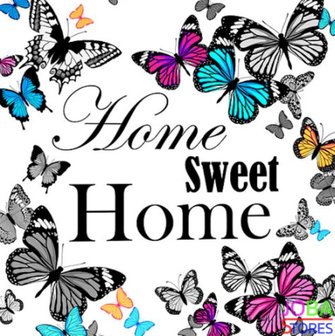 Diamond Painting Home Sweet Home Papillons 30x30cm