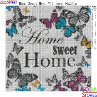 Diamond Painting Home Sweet Home Papillons 30x30cm