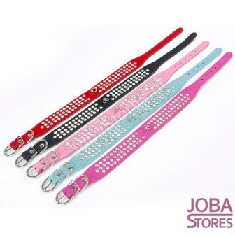 Honden Halsband Bling Zwart L