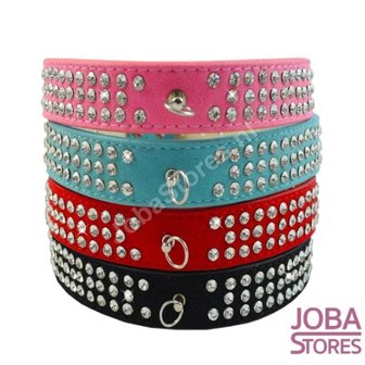 Honden Halsband Bling Zwart L