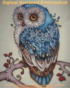 Diamond Painting Blauwe Uil 40x50cm - rond