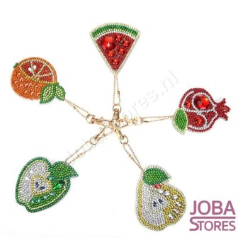 Diamond Painting Sleutelhanger Set Fruit 02 (5 stuks)