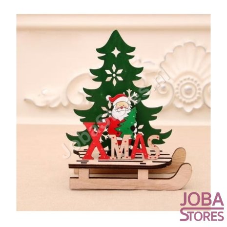 Houten Kerst Slee Xmas Kerstman (L)