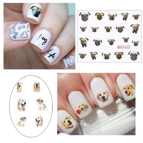 Set d'autocollants pour ongles Chiens (220 autocollants)