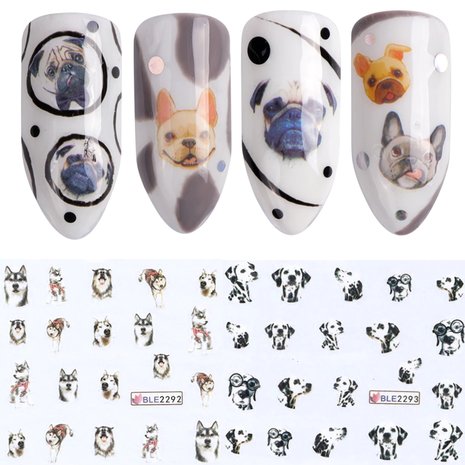 Set d'autocollants pour ongles Chiens (220 autocollants)